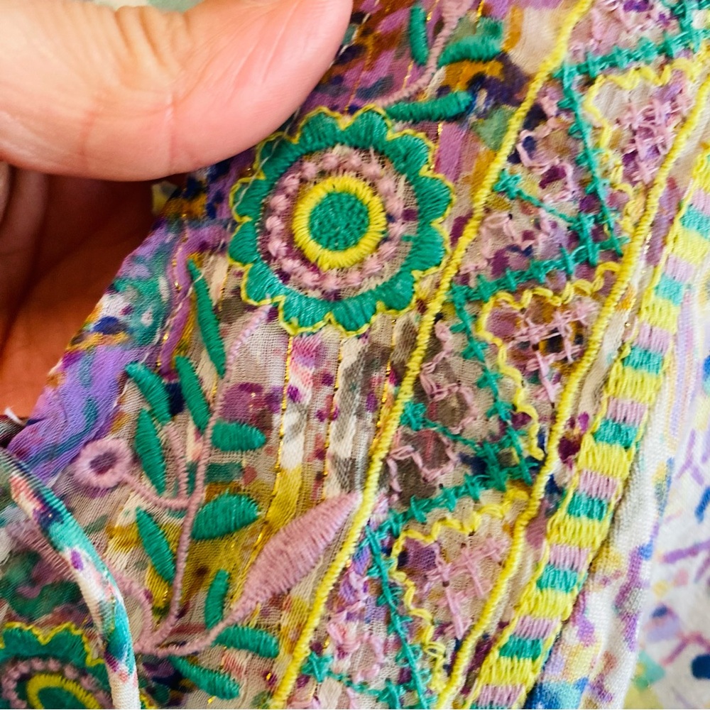 Anthropologie Odetta Fairycore Embroidered Boho Top Purple - Picture 9 of 9